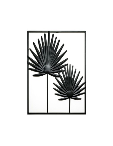 Tropical pannello quadro nero in metallo con foglie di palma design esotico e sofisticato ideale per ingressi saloni e camere...