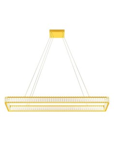 Akala lampada a sospensione led rettangolare elegante e moderna in  ottone oro e cristallo trasparente