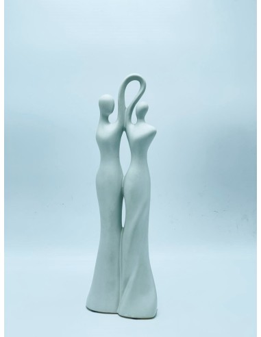 Statua in Ceramica Moderna: Coppia Stilizzata in Armoniosa Danza Bianco Opaco -SIROTIME