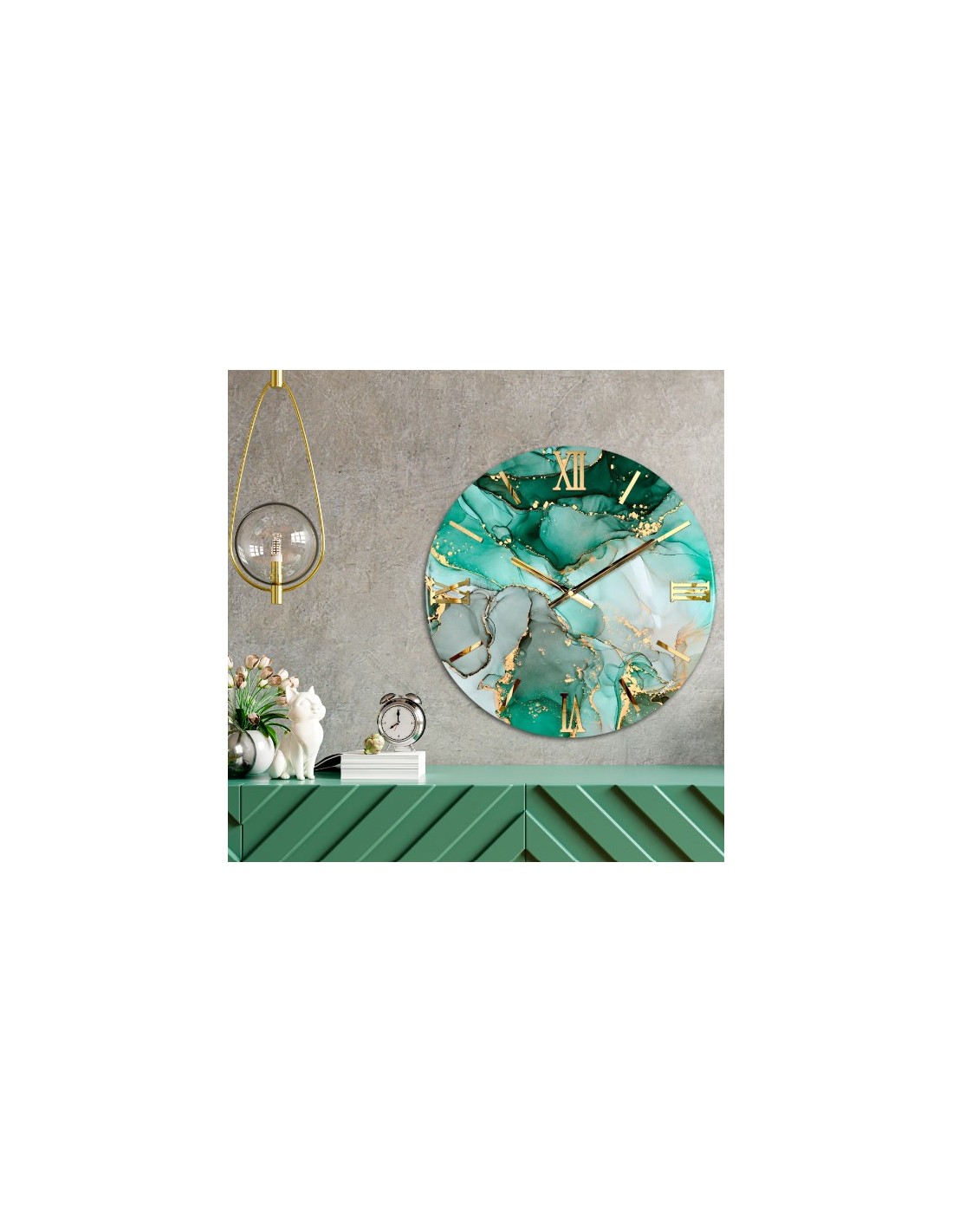 Orologio rotondo da parete in metallo quadrante effetto marmo cm Ø 51x –  Colly Shop