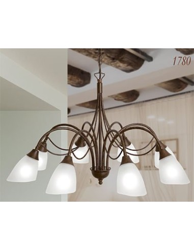 Lampada da soffitto Lampadario classico country 8 luci marrone testa di moro collezione Via Dese -LAM srl