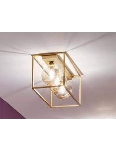 Lampada a soffitto plafoniera 3 luci moderna in oro opaco con struttura e lampade a vista collezione Antea