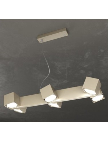 Lampadario a sospensione moderno collezione Rotation con 6 luci colore sabbia -TOP LIGHT