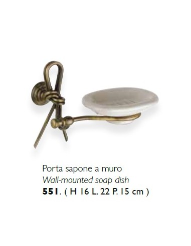 Porta Sapone classico country in ottone brunito lavorato a mano e ceramica craquele beige serie Nodo -FLAB