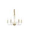 Lampadario 5 luci in cristallo con finiture oro e copricatena collezione Schubert -LEOLUX