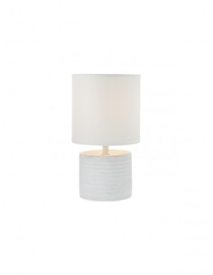 Cilly lampada da tavolo in ceramica smaltata con paralume tessuto bianco