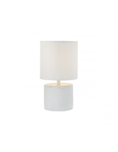 Cilly lampada da tavolo in ceramica smaltata con paralume tessuto bianco -REDO GROUP