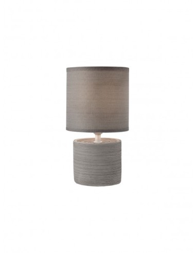 Cilly lampada da tavolo in ceramica smaltata con paralume tessuto grigio chiaro -REDO GROUP