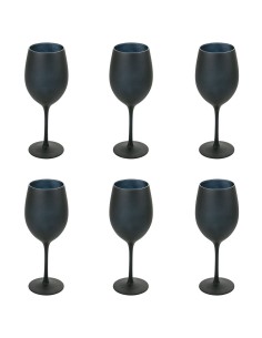 Naima set 6 calici vino moderni in vetro opaco nero