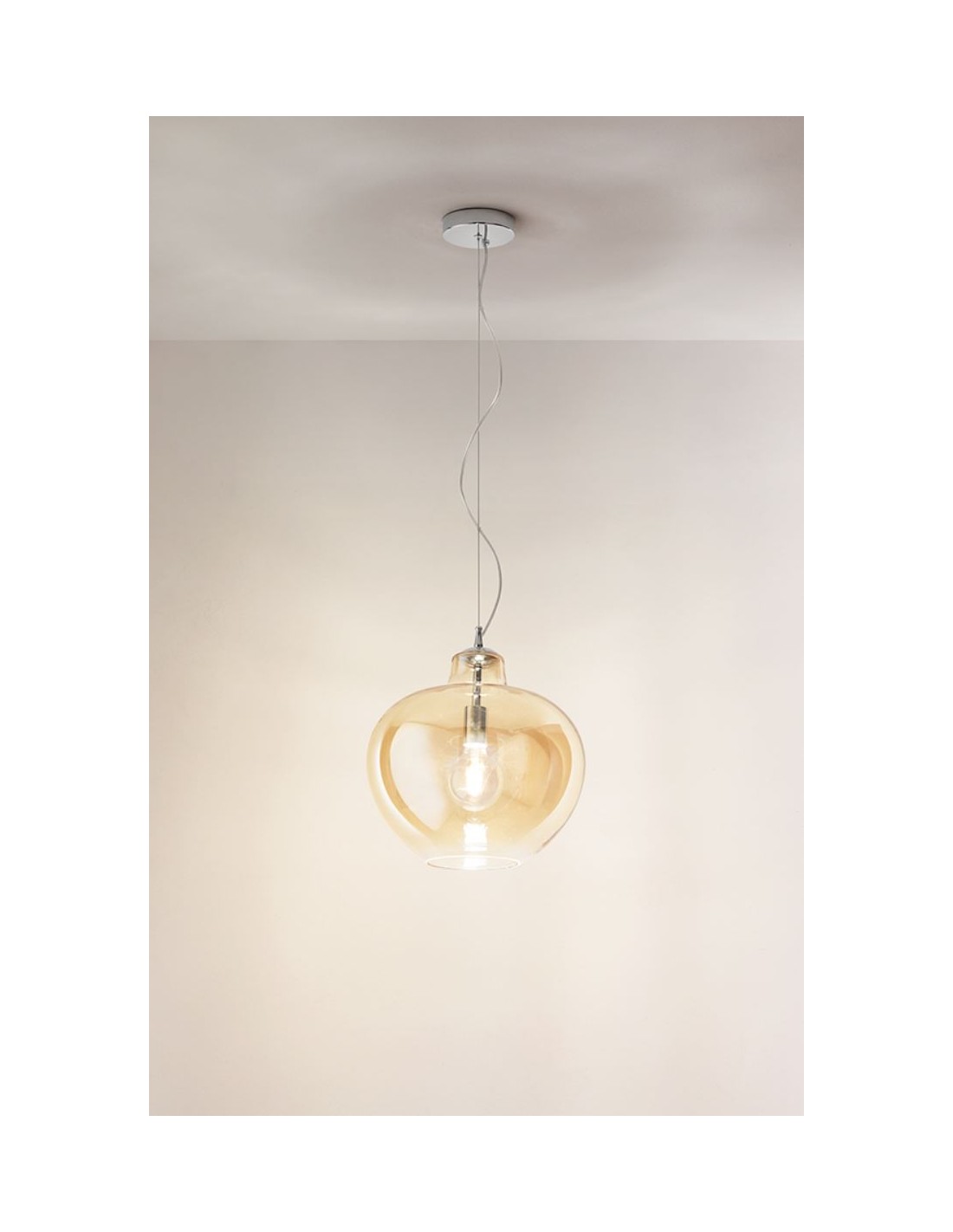 Lampadario 3 luci in vetro cristallo oro e ambra - Le Chic Arredamenti